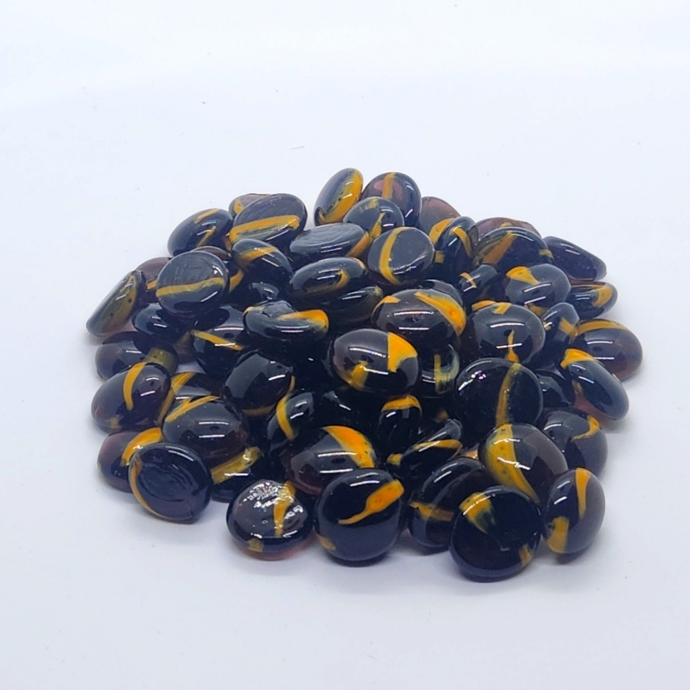 Round Transparent Flat Glass Marbles 3/4"  Earthtone Swirl 16oz Bag